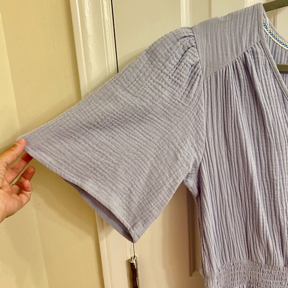 KNOX ROSE V-NECK GAUZE MUSLIN DRESS SIZE SMALL WITH POCKETS BABY POWDER BLUE NWT - Picture 13 of 16